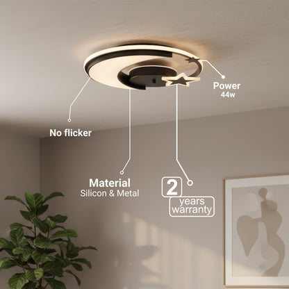 LED chandelier with remote control ALYONA 44W, Moon and Star, Cold/Warm/Neutral light, Dimmable, Black