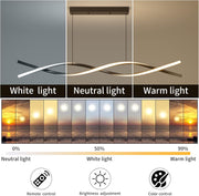 Suspended LED Chandelier with Remote Control, FLUX, 27W, 115cm, Cold/Warm/Neutral Light 3000K/4000K/6000K, Dimmable, Black, Adjustable Height, Metal and Silicone