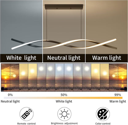 Suspended LED Chandelier with Remote Control, FLUX, 27W, 115cm, Cold/Warm/Neutral Light 3000K/4000K/6000K, Dimmable, Black, Adjustable Height, Metal and Silicone