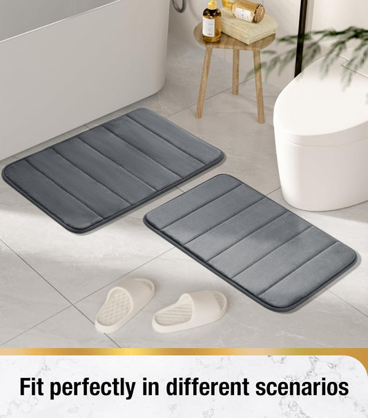 Set of 3 Bath Mats, 50x40 cm, Blue, Non-slip