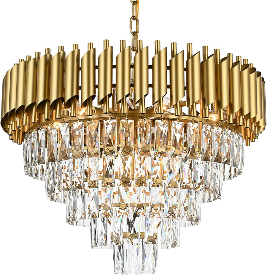 VERSAILLES Supremo Crystal Chandelier, CC900/800GD, 12xE14, Diameter 80cm, Shiny Gold, Adjustable Height, Metal and Crystal