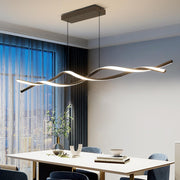 Suspended LED Chandelier with Remote Control, FLUX, 27W, 115cm, Cold/Warm/Neutral Light 3000K/4000K/6000K, Dimmable, Black, Adjustable Height, Metal and Silicone