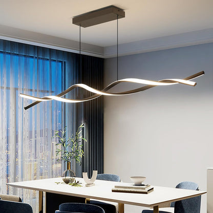 Suspended LED Chandelier with Remote Control, FLUX, 27W, 115cm, Cold/Warm/Neutral Light 3000K/4000K/6000K, Dimmable, Black, Adjustable Height, Metal and Silicone