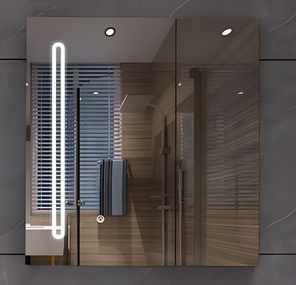 LED Mirror with Cabinet PLANO 80x70 cm White Touch Sensor and Storage