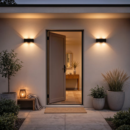 Ellis Exterior LED Wall Light, 6W, 6 Light Sources, Warm Light, Black