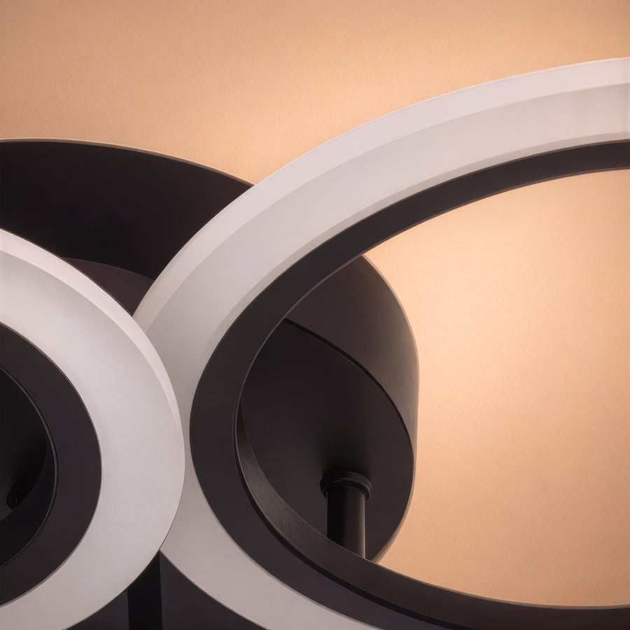 LED chandelier with remote control BETTY 44W, 4 Circles, Cold/Warm/Neutral light, Dimmable, Black