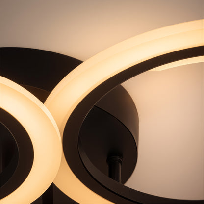 LED chandelier with remote control BETTY 82W, 6 Circles, Cold/Warm/Neutral light, Dimmable, Black