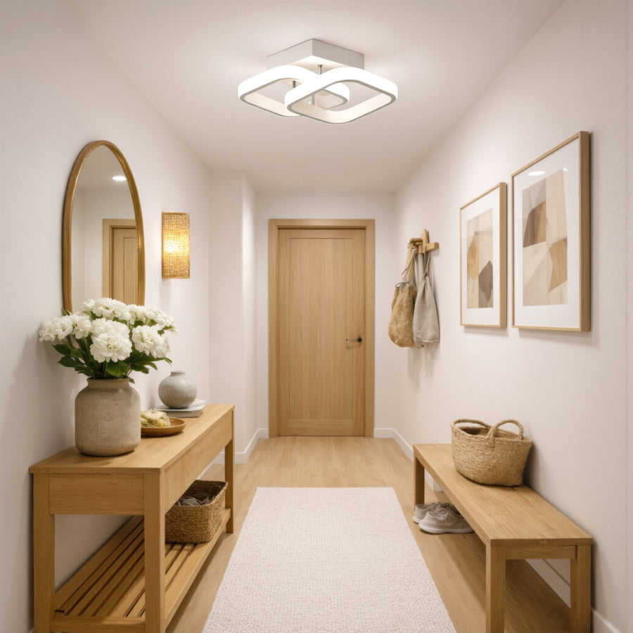 VERTEX Matrix LED Chandelier, Overlapping Diamonds, Metal Frames, 11W, 2 Diamonds, Cold/Warm/Neutral Light 3000K/4000K/6000K, White