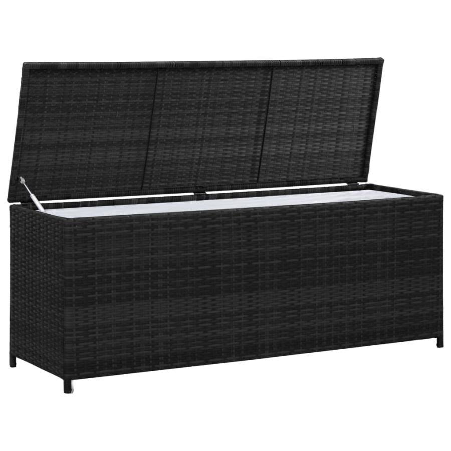 Garden storage box, black, 150x50x60 cm, polyrattan