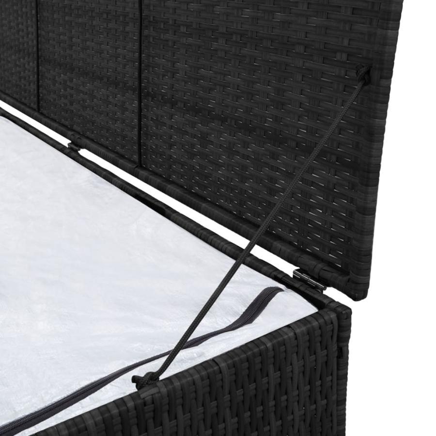 Garden storage box, black, 150x50x60 cm, polyrattan