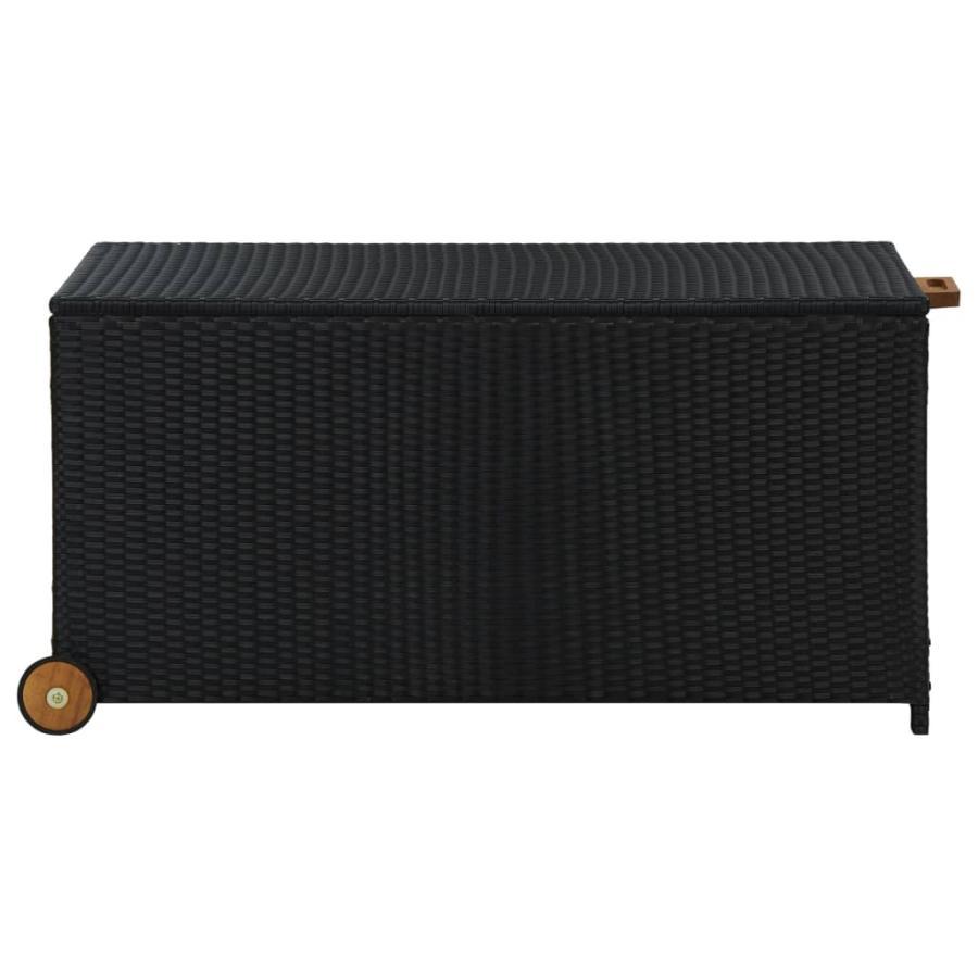 Garden storage box, black, 120x65x61 cm, polyrattan