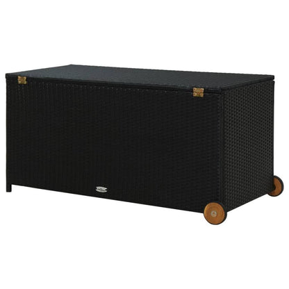 Garden storage box, black, 120x65x61 cm, polyrattan