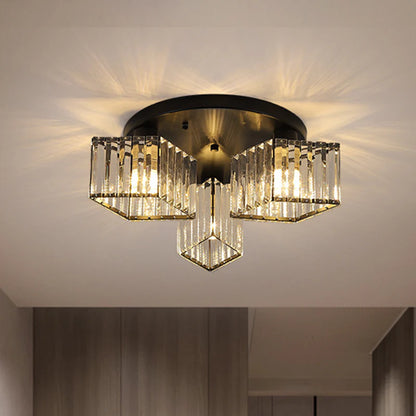 Sasha Modern Classic Chandelier, LC117/3BK, 3x E27, Metal and Crystal, Black, Lampshade