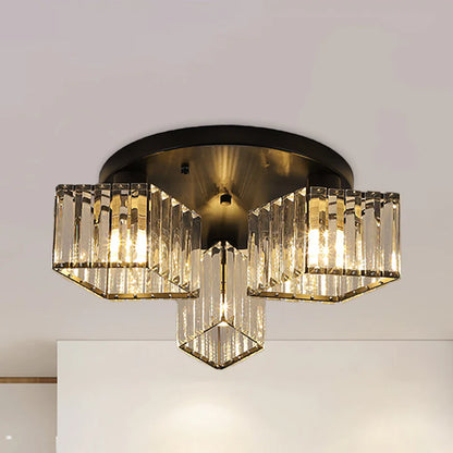 Sasha Modern Classic Chandelier, LC117/3BK, 3x E27, Metal and Crystal, Black, Lampshade