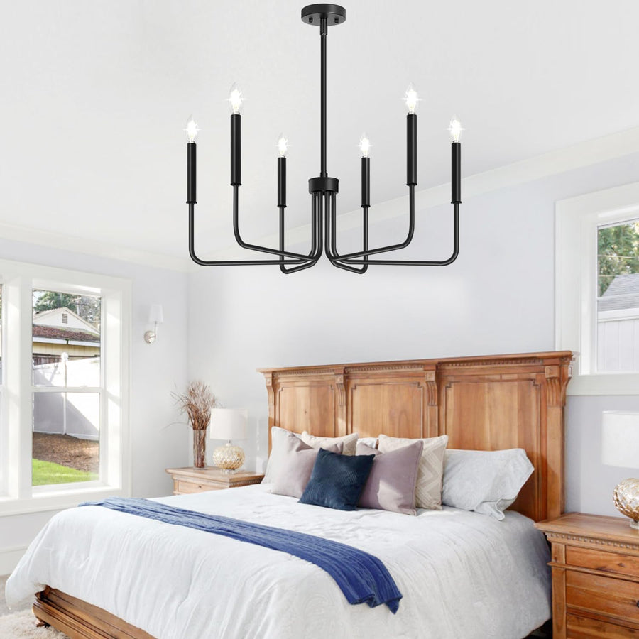 AVANT Metallic Chandelier, Pendant type with arms, Round, 6xE14, Black