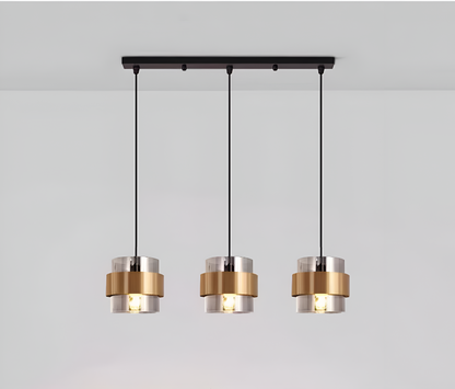 Suspended Chandelier LC855/3LGY, 3XE27, Adjustable Height, Glass and Metal
