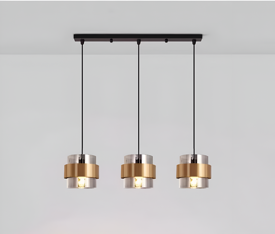 Suspended Chandelier LC855/3LGY, 3XE27, Adjustable Height, Glass and Metal