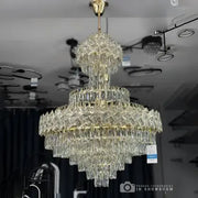 Junnut Chandelier 21*E27, Crystal and Metal, Gold 