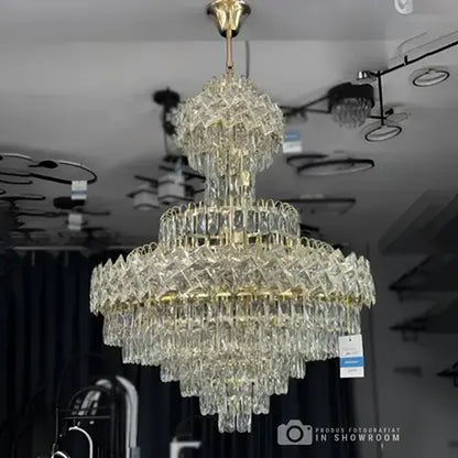 Junnut Chandelier 21*E27, Crystal and Metal, Gold 