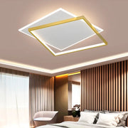 LED chandelier with solar remote control, 98W, 2 squares, cold/hot/neutral light, unstable, golden