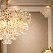 Crystal Chandelier WINDSOR Elegance 8x E14, Diameter 39cm, Shiny Gold, Adjustable Height, Metal and Crystal