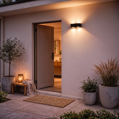 Ellis Exterior LED Wall Light, 6W, 6 Light Sources, Warm Light, Black