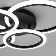 LED chandelier with remote control BETTY 44W, 4 Circles, Cold/Warm/Neutral light, Dimmable, Black