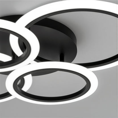 LED chandelier with remote control BETTY 44W, 4 Circles, Cold/Warm/Neutral light, Dimmable, Black