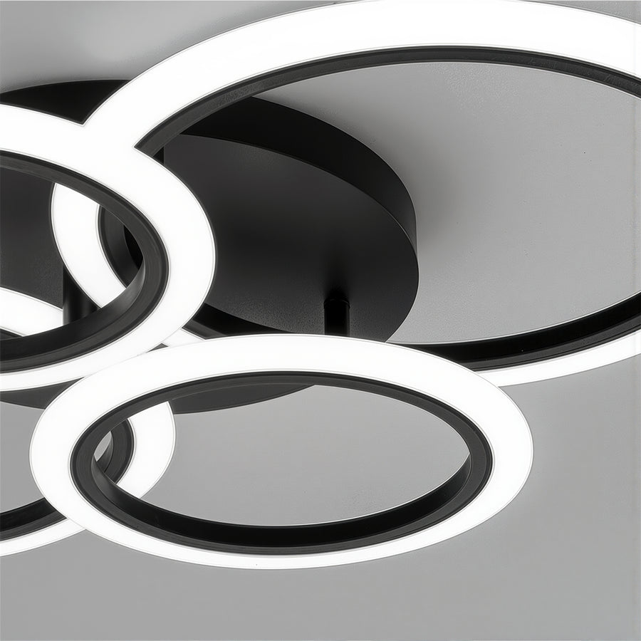 LED chandelier with remote control BETTY 44W, 4 Circles, Cold/Warm/Neutral light, Dimmable, Black