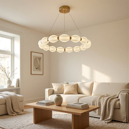 FAUSTO II suspended LED chandelier, 42W, Cold/Warm/Neutral light, Adjustable height, Gold