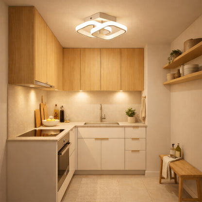 VERTEX Matrix LED Chandelier, Overlapping Diamonds, Metal Frames, 11W, 2 Diamonds, Cold/Warm/Neutral Light 3000K/4000K/6000K, White