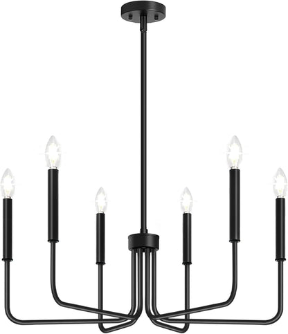 AVANT Metallic Chandelier, Pendant type with arms, Round, 6xE14, Black
