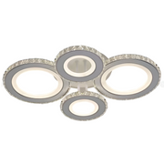 LED chandelier with remote control and crystal NOVA ROTONDA RGB 86W, 4 Circles, Cold/Warm/Neutral light, Dimmable, White