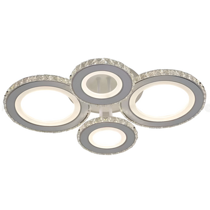 LED chandelier with remote control and crystal NOVA ROTONDA RGB 86W, 4 Circles, Cold/Warm/Neutral light, Dimmable, White