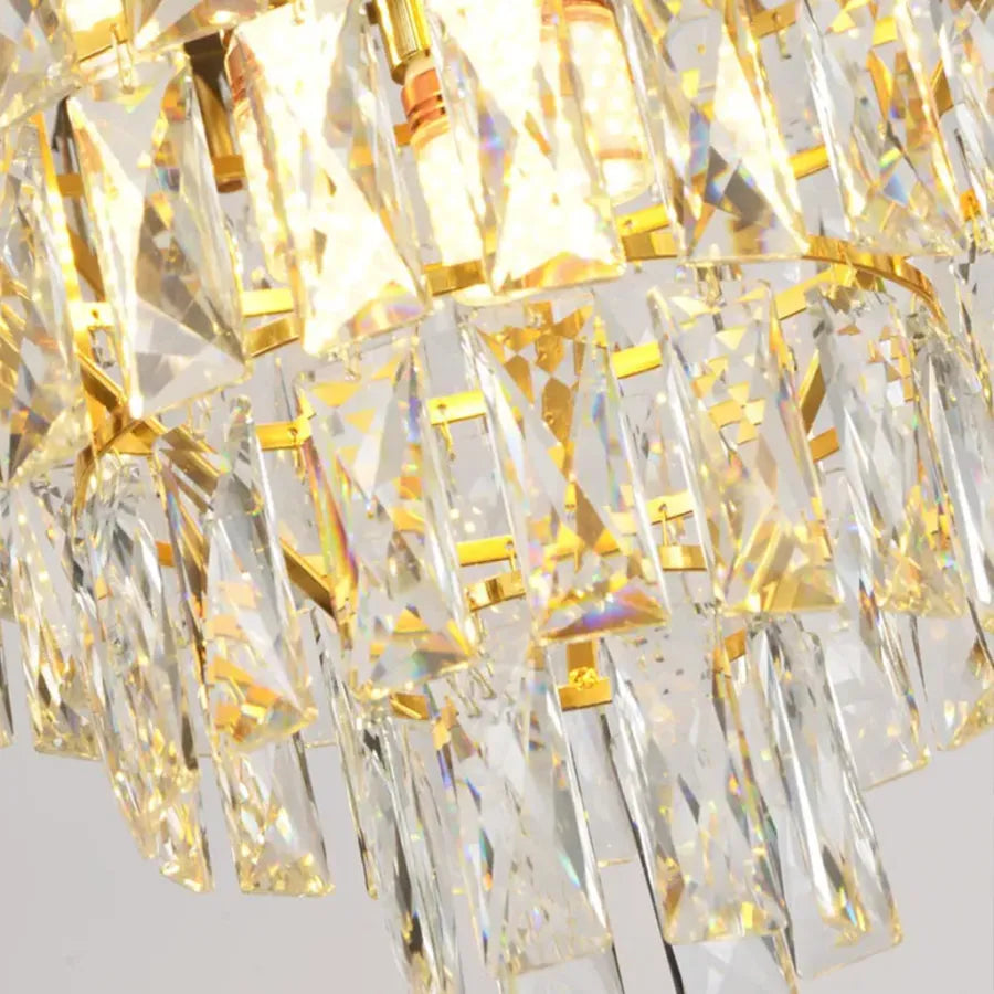 VERSAILLES Petito Crystal Chandelier 3xE14, Diameter 30cm, Shiny Gold and White, Adjustable Height