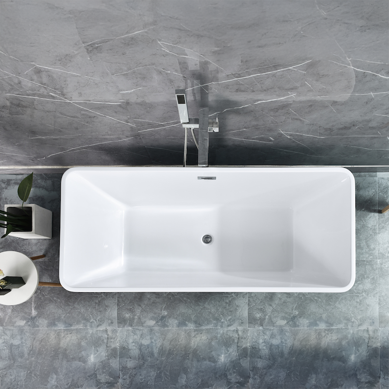 Freestanding Bathtub, Rectangular, Acrylic, Lemon Yellow, 170×78×60 Cm