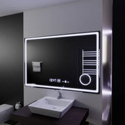 Mirror LED rectangular 120x80cm Souverain Motionglow Marcello Dismantic Clock System & Dimable Cosmetic Terometer