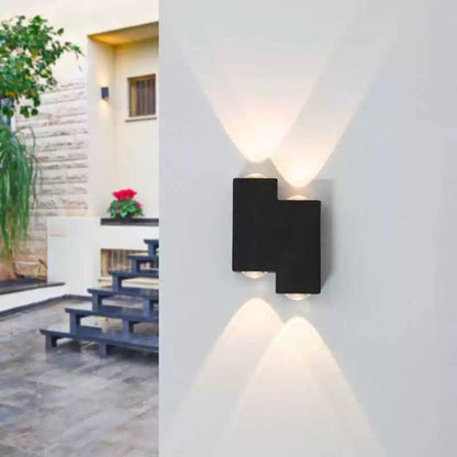 Outdoor and Indoor LED wall light, 4 Sources x 1W, IP65, ABS, Black, 3000K