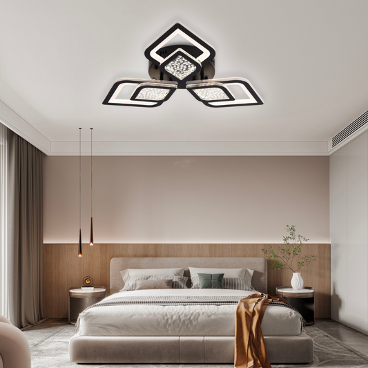 LED chandelier with Lorenzo remote control, 62W, 3 petals, cold/hot/neutral light, unstable, black