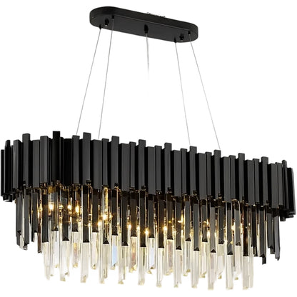 Crystal Chandelier BLOIS Eleganza 10xE14, Diameter 75cm, Black, Adjustable Height