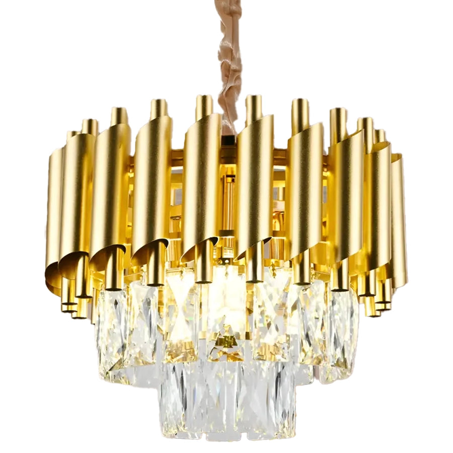 Crystal Chandelier VERSAILLES Petito 3xE14, Diameter 30cm, Gold, Adjustable Height, Metal and Crystal