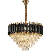 Crystal Chandelier VERSAILLES Eleganza 8x E14, Diameter 50cm, Black, Shiny Gold, Adjustable Height