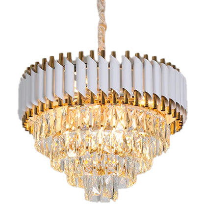 VERSAILLES Elegance Crystal Chandelier 8x E14, Diameter 50cm, Shiny Gold and White, Adjustable Height