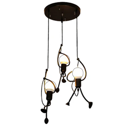 MODERN Chandelier, Pendulum type, FANTASIA, Figurine, 3xE27, Adjustable Height, Black