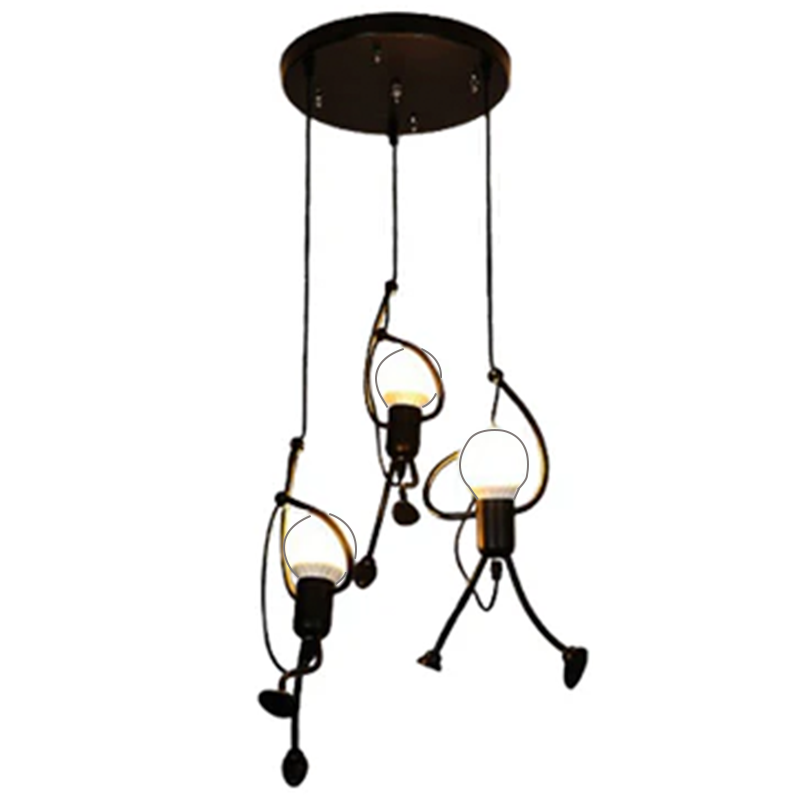 MODERN Chandelier, Pendulum type, FANTASIA, Figurine, 3xE27, Adjustable Height, Black
