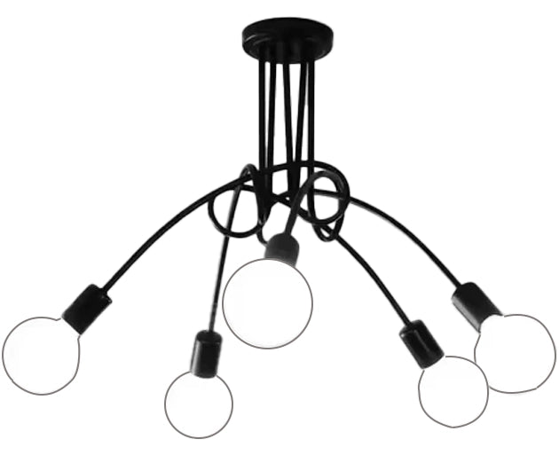 Modernist Chandelier Penta 5, 5x E27, Black, Modern Design