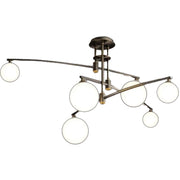 Chandelier with Round Shade, PENTHOUSE Dome, 6x G9, Black, Metal