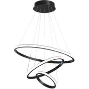 LED hanging chandelier RICCI 48W, 3 Circles, Cold/Warm/Neutral light, Black, Height Adjustable