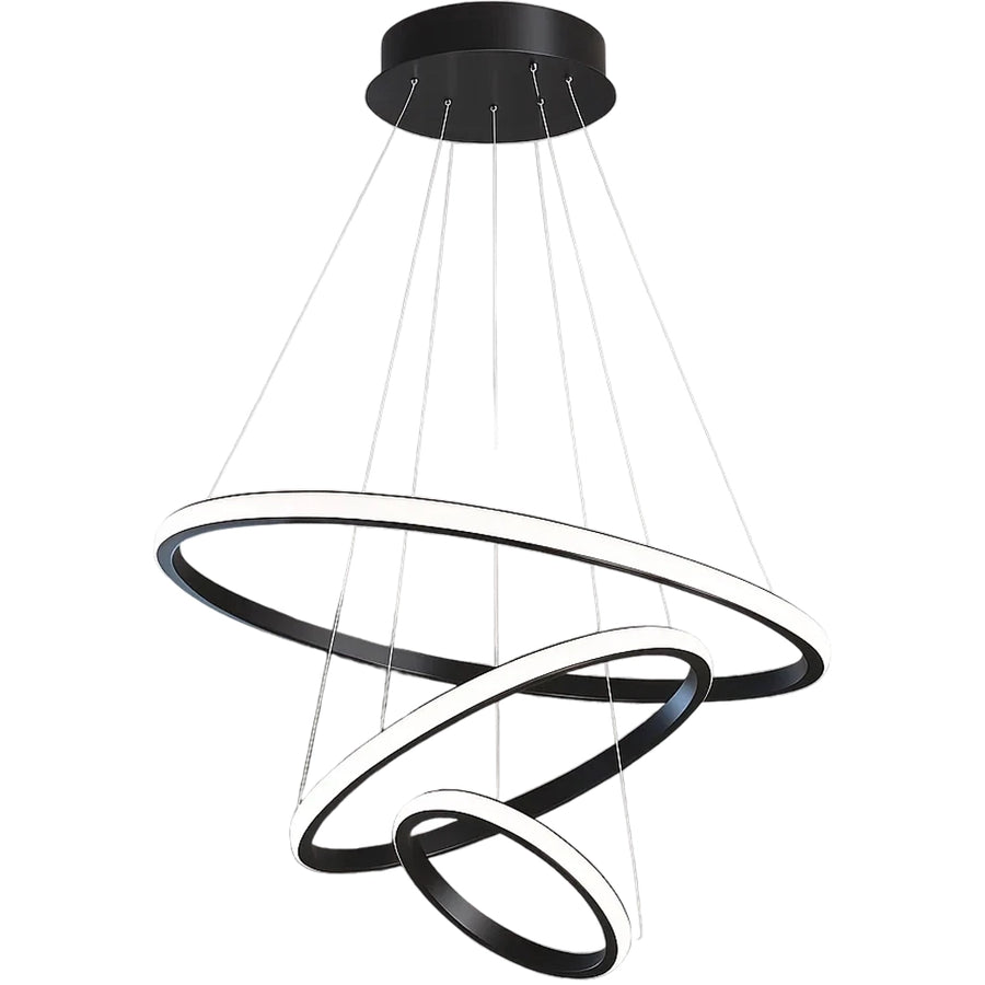 LED hanging chandelier RICCI 48W, 3 Circles, Cold/Warm/Neutral light, Black, Height Adjustable