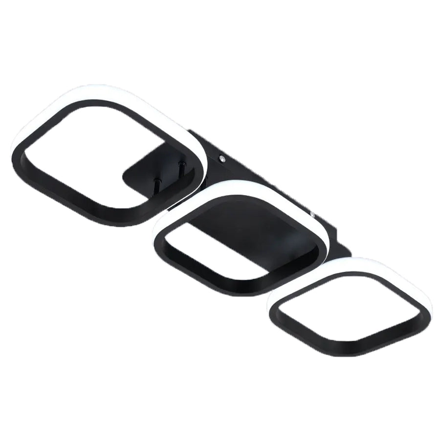 LED Chandelier VERTEX 34W, 3 Squares, Linear, Cold/Warm/Neutral light, Black